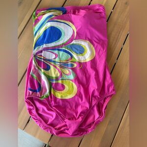 Tara Grinna Vibrant Pink and Multicolor swimsuit and sarong